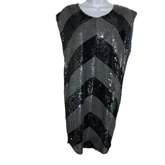 HAUTE HIPPIE sequin cocktail dress relaxed fit size Medium Gray and black NEW - Picture 5 of 12